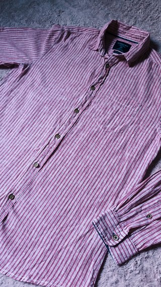 Camisa Lino Springfield Rayas Rosas - Talla M
