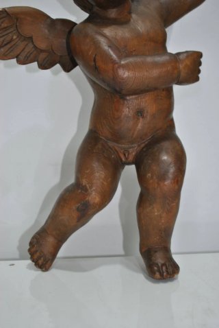 Antiguos angelitos querubines de madera tallada