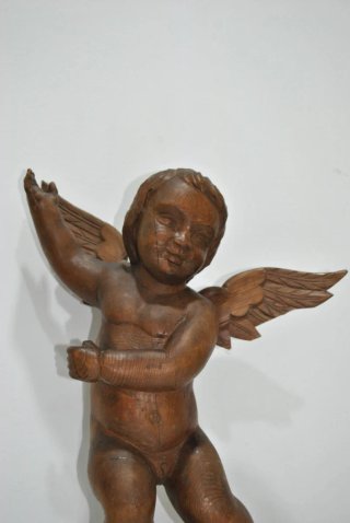 Antiguos angelitos querubines de madera tallada