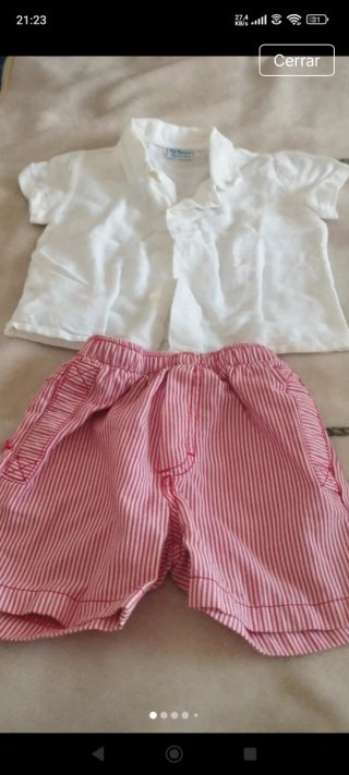 Conjunto Pili Carrera Bebé Camisa Blanca y Rojo Ra