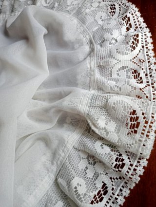 3 tende panna pizzo romantico