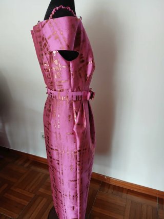 Vestido Ceremonia Rosa y Dorado