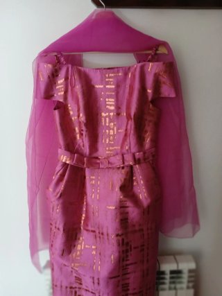 Vestido Ceremonia Rosa y Dorado