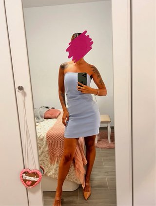 Vestido strapless azul bebé