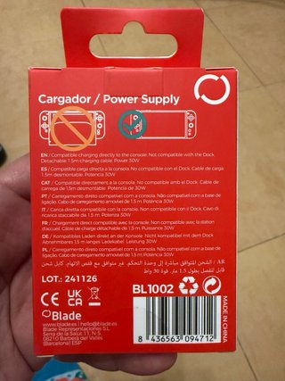 Cargador Blade AC Nintendo Switch 2
