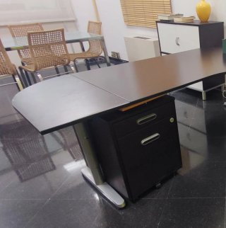 Mesa de oficina angular madera color wengue