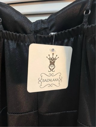 Vestido largo negro tirantes corset satén S nuevo
