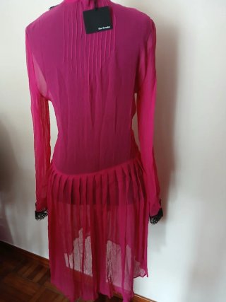 Vestido de seda con encaje talla M