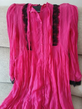 Vestido de seda con encaje talla M