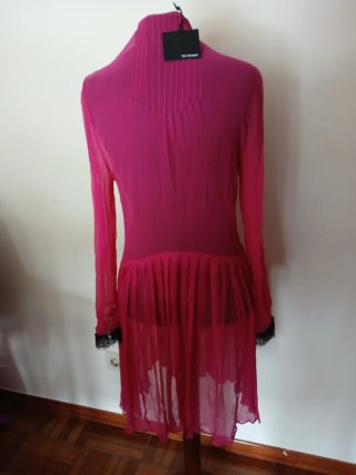 Vestido de seda con encaje talla M