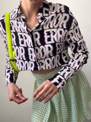 Camisa Bershka Error Estampada Corta Viscosa
