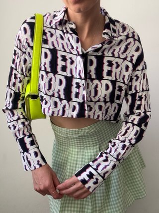 Camisa Bershka Error Estampada Corta Viscosa