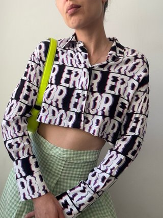 Camisa Bershka Error Estampada Corta Viscosa