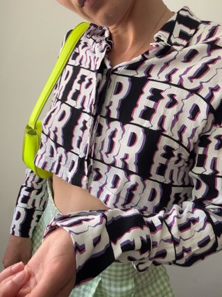 Camisa Bershka Error Estampada Corta Viscosa