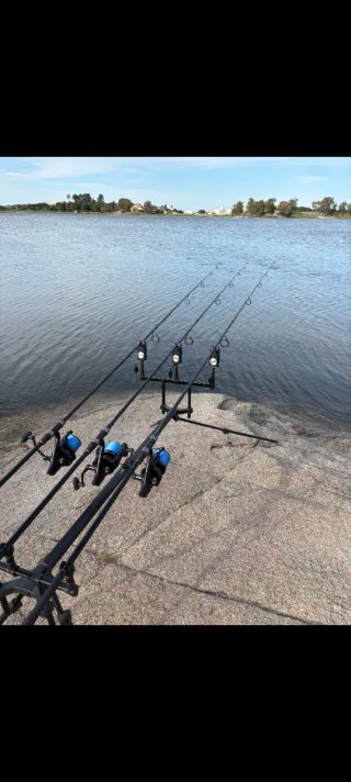 Attrezzatura Carpfishing: 3 canne e mulinelli