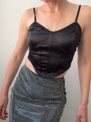 Elegante Corsé Negro Estilo Y2K Talla S