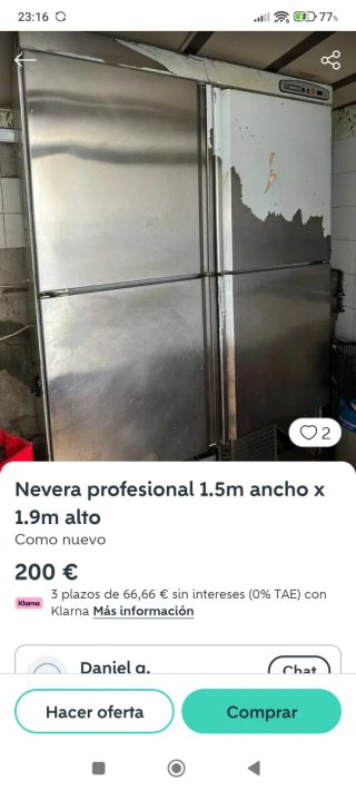 Nevera profesional 1.5m x 1.9m