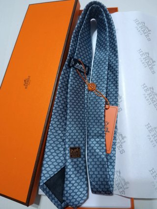 Cravatta Hermès Blu e Argento