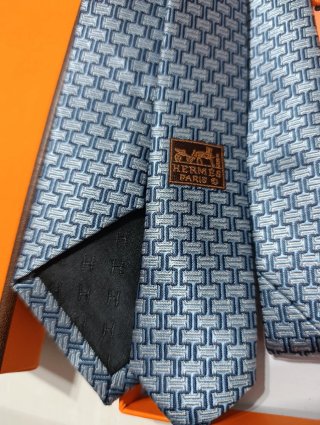 Cravatta Hermès Blu e Argento
