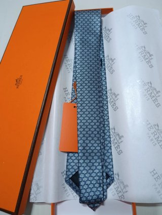 Cravatta Hermès Blu e Argento