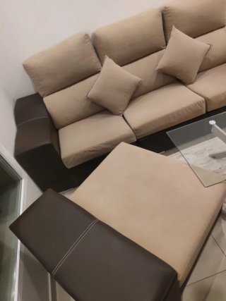 Sofá modular marrón y beige