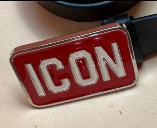 Cintura Dsquared2 ICON in pelle nero e rosso da uomo
