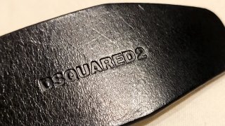 Cintura Dsquared2 ICON in pelle nero e rosso da uomo