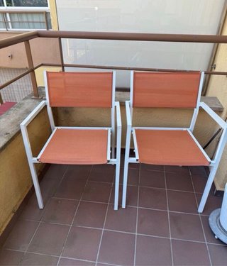 2 Sillas Terraza Naranja y Blanco