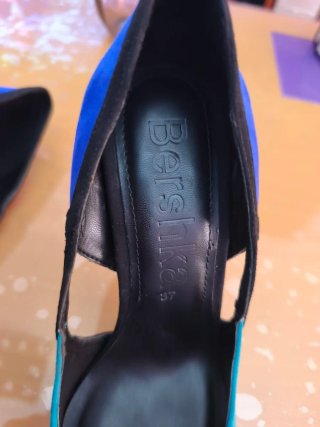 Zapatos tacón bicolor azul y turquesa talla 37