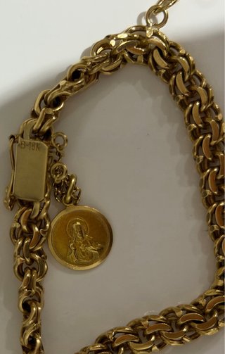 Pulsera de oro de 18k con monedas de 22k