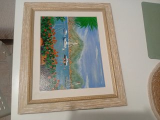 Cuadro antiguo paisaje marino