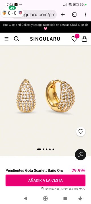 Pendientes y Anillo Singularu bañados en oro