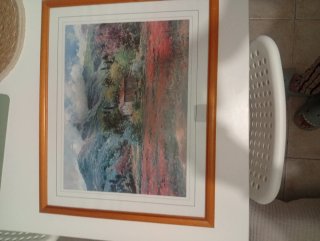 Cuadro antiguo paisaje casa campo 43×53