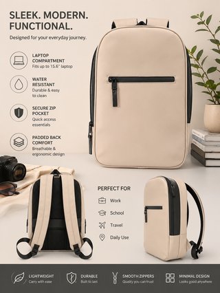 Mochila Moderna Beige y Negra