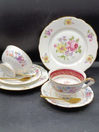 Set mix tríos tazas té porcelana francesa