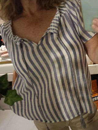Blusa Rayas Manga Corta Algodón