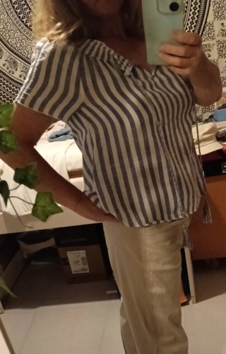 Blusa Rayas Manga Corta Algodón