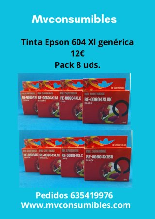 Pack 8 Tintas Epson 604 XL Genéricas