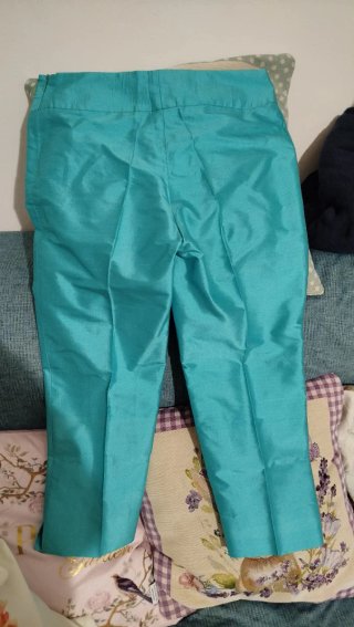 Pantaloni donna in seta turchesi