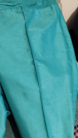 Pantaloni donna in seta turchesi