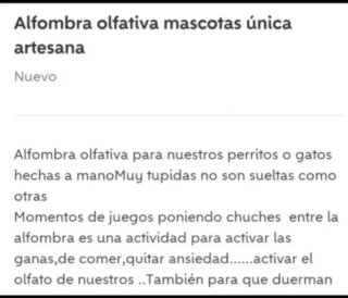Alfombra olfativa para mascotas.Artesanas