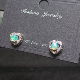 Pendientes Corazón Ópalo Natural
