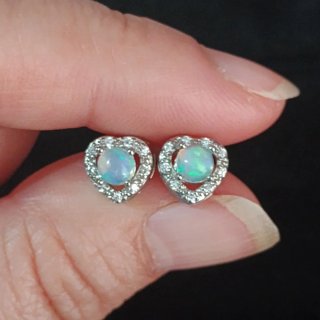 Pendientes Corazón Ópalo Natural