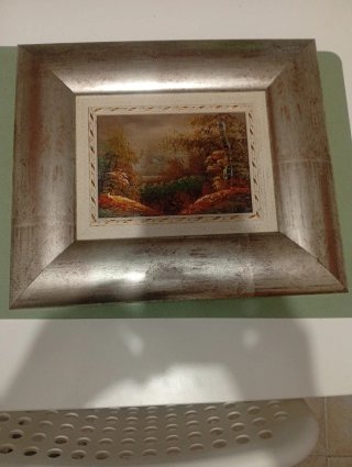 Cuadro antiguo paisaje con marco 36×31