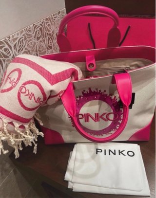Borsa Pinko Beige e Rosa con Strass nuova!