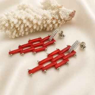 Orecchini corallo rosso argento 925 pendenti