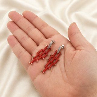 Orecchini corallo rosso argento 925 pendenti