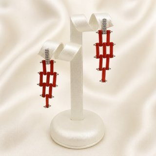 Orecchini corallo rosso argento 925 pendenti