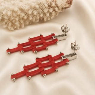 Orecchini corallo rosso argento 925 pendenti
