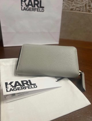 Cartera Karl Lagerfeld gris piel